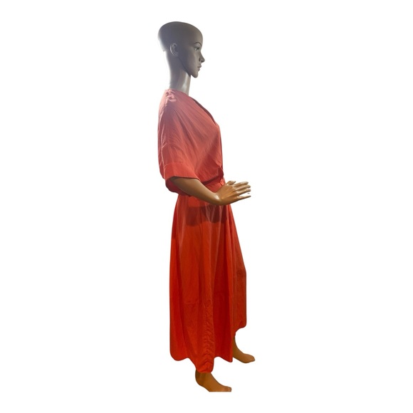 VINCE Women’s Orange v-neck Midi dress Size XS - Picture 4 of 16